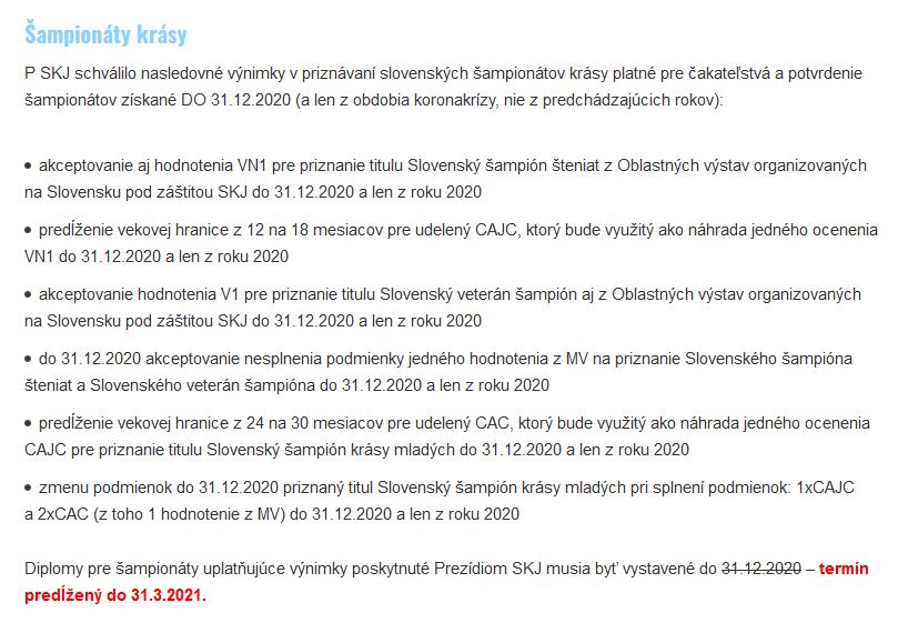 Šampionaty SKJ covid
